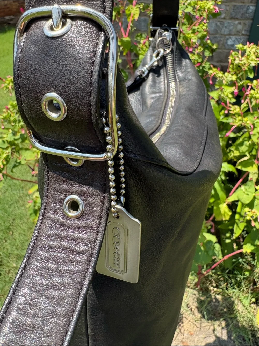 Vtg Coach Black Leather Hobo Shoulder Bag 9188⁠